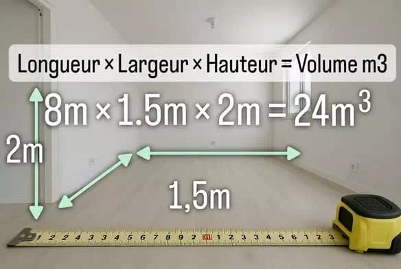 Comment calculer le volume en m³ pour un débarras maison